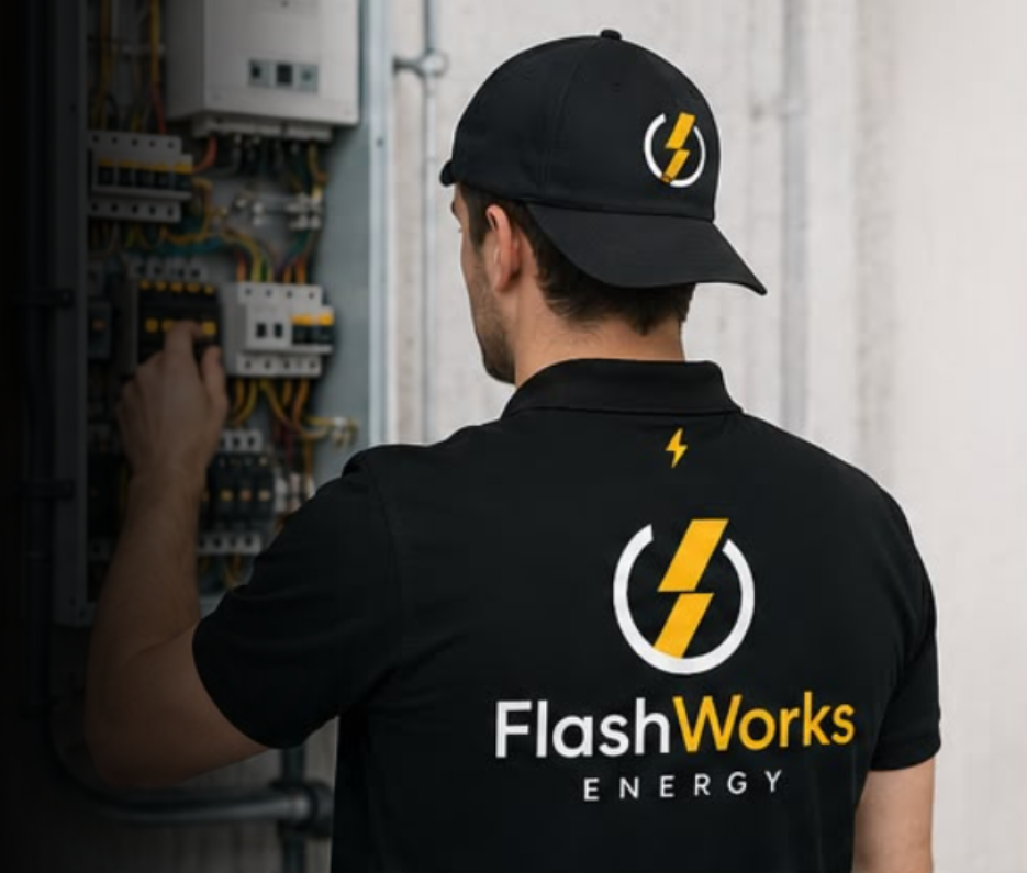 FlashWorks Energy villanyszerelő munka közben